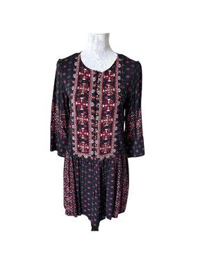 ANTHROPOLOGIE x VANESSA VIRGINIA Kaleidoscope Beaded Boho Dress SMALL Castle Cor
